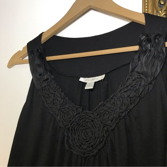 Dress Barn Rosette Cotten Blend Top Womens Large Black - Picture 2 of 5